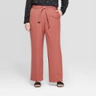 Women's Plus Size Belted Wide Leg Trouser - Ava & Viv Mauve