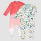 Honest Baby 2pk Organic Cotton Butterfly Print Footed Sleep N' Play - Newborn, Black