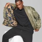 Men's Tall Drop Shoulder Reversible Kimono Bomber Jacket - Original Use Paris Green
