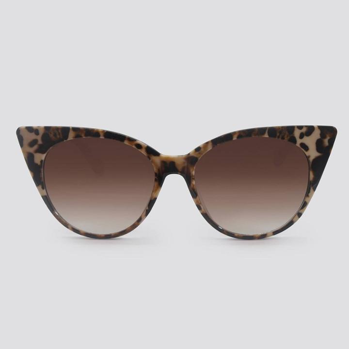 Women's Animal Print Cateye Plastic Sunglasses - A New Day Brown, Women's,
