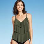 Women's Tiered Tankini Top - Aqua Green Fatigue