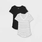 Maternity Short Sleeve V-neck Side Shirred 2pk Bundle T-shirt - Isabel Maternity By Ingrid & Isabel Black/white