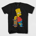 Boys' The Simpsons Bart Skateboard Short Sleeve T-shirt - Black