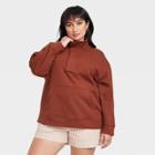 Women's Plus Size Quarter Zip Sweatshirt - A New Day Brown