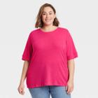 Women's Plus Size Linen T-shirt - Ava & Viv Pink X