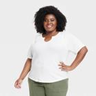 Women's Plus Size Short Sleeve Thermal Top - Knox Rose White