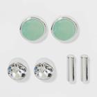 Boxed With Amazonite Semi-precious Stone Stud Earring Set - A New Day Green, Women's