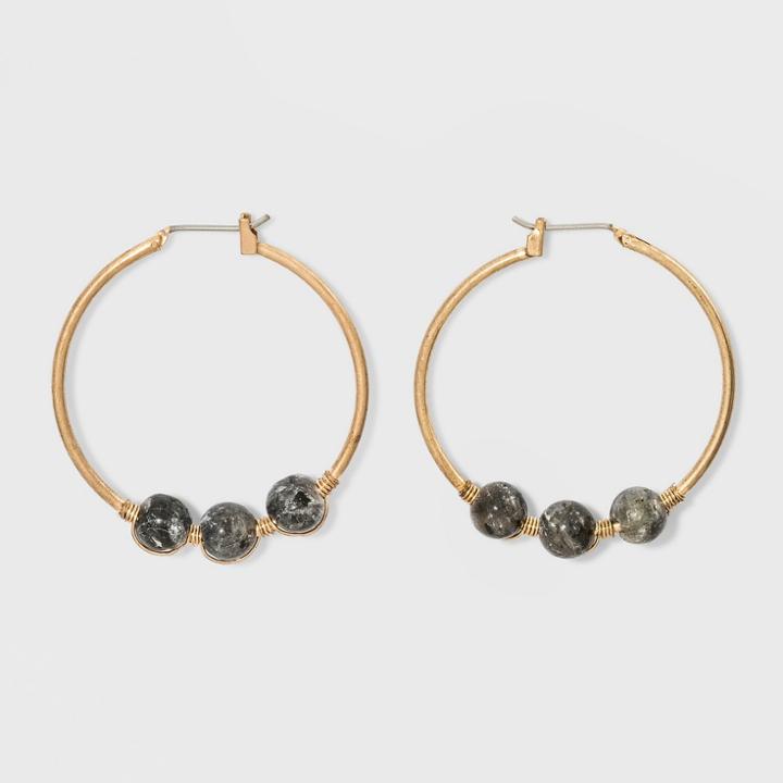 Semi Precious Blue Labradorite Fashion Earrings - Universal Thread Blue/gold