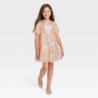 Girls' Sequin Puff Sleeve Dress - Cat & Jack Gold
