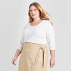 Women's Plus Size Long Sleeve T-shirt - Ava & Viv White 2x, Women's,