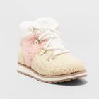 Toddler Girls' Reed Zipper Lace-up Slip-on Combat Winter Boots - Cat & Jack 7, Beige/pink/white