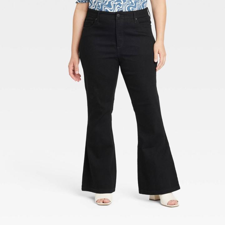 Women's Plus Size High-rise Flare Jeans - Ava & Viv Black