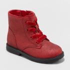 Toddler Girls' Giovanna Zipper Slip-on Lace-up Combat Boots - Cat & Jack Red