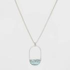 Open Oval Wire Semi-precious Turquoise Pendant Necklace - Universal Thread Light Blue, Women's