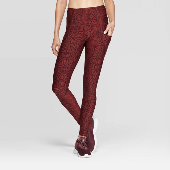 Women's Training Jacquard High-waisted Leggings 28.5 - C9 Champion Black/red