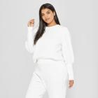 Women's Plus Size Long Sleeve Wide Cuff Sweatshirt - Who What Wear White