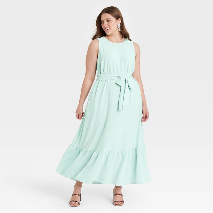 Women's Plus Size Sleeveless Ruffle Hem Dress - A New Day