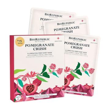 Biorepublic Skincare Illuminating Fiber Face Mask Sheets - Pomegranate Crush