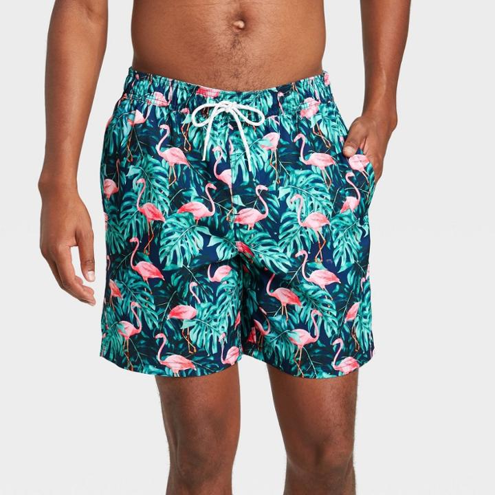 Men's 7 Proud Flamingo Swim Trunks - Goodfellow & Co Blue Grass