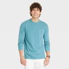 Men's Long Sleeve Garment Dyed Pocket T-shirt - Goodfellow & Co Botanical Blue