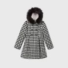 Girls' Plaid Wool With Faux Fur Trim Jacket - Cat & Jack Black/white