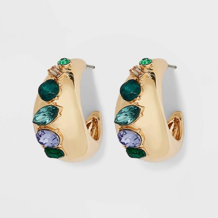 Oval Hematite Hoop Earrings - A New Day Green