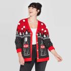 Women's Coca-cola Plus Size Long Sleeve Cardigan Sweater (juniors') - Red 2x, Women's, Size: