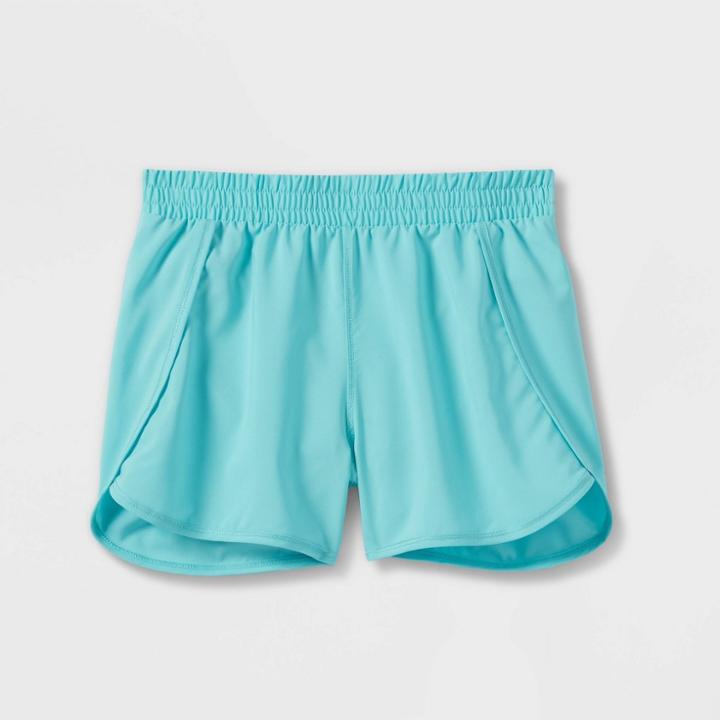 Girls' Run Shorts - All In Motion Light Aqua Blue