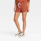 Women's Mid-rise French Terry Pull-on Shorts - Universal Thread Rust