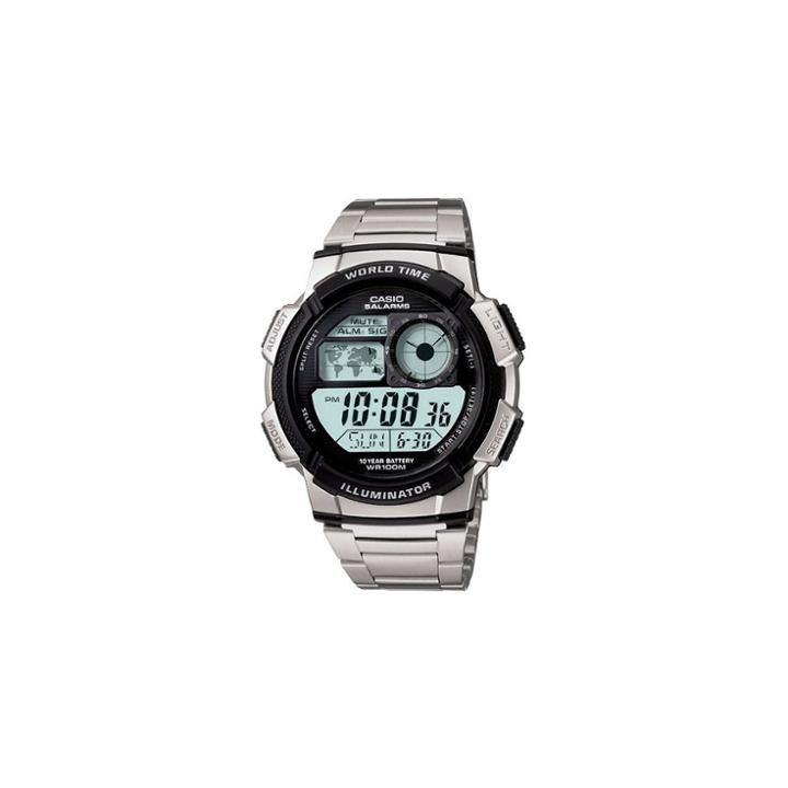 Men's Casio 10 Year Battery Digital Analog Watch - Silver (ae1000wd-1av),