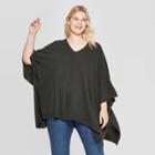 Women's Plus Size Turtleneck Pullover Poncho Wrap Jacket - A New Day Mountain Spruce One Size, Women's, Green