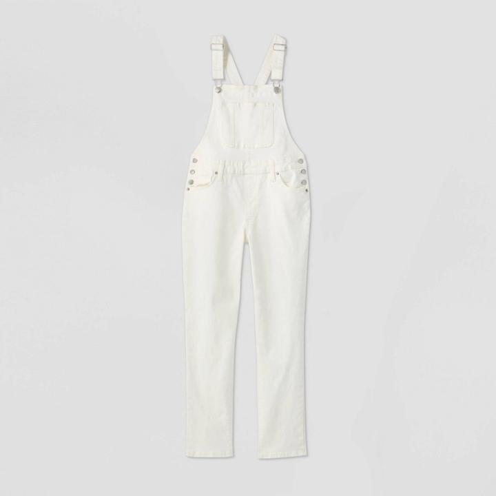 Women's High-rise Relaxed Fit Overall Cropped Jeans - Universal Thread White