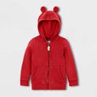 Toddler Fleece Zip-up Hoodie - Cat & Jack Red 12m, Toddler Unisex