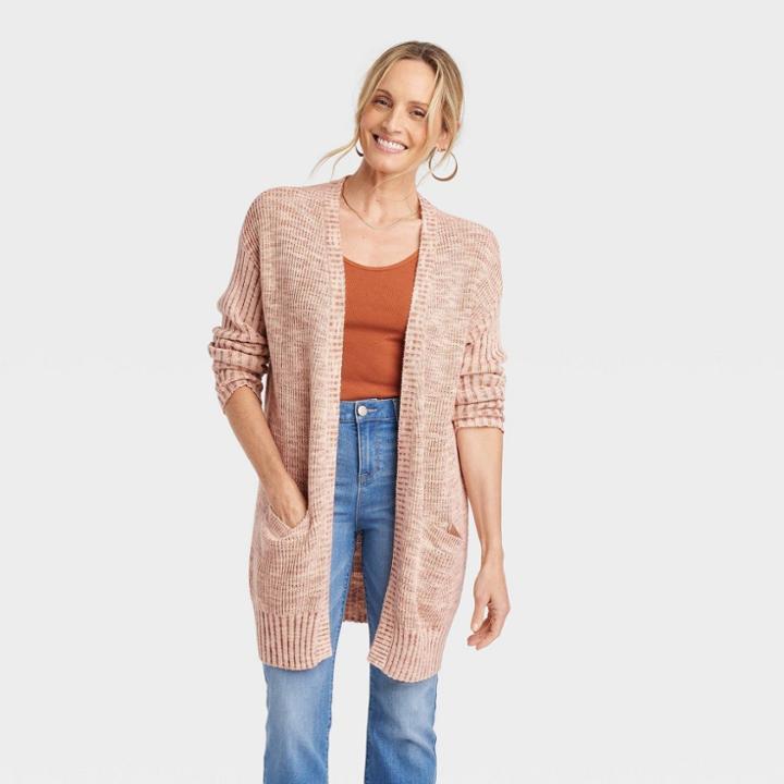 Women's Marled Open-front Cardigan - Knox Rose Peach