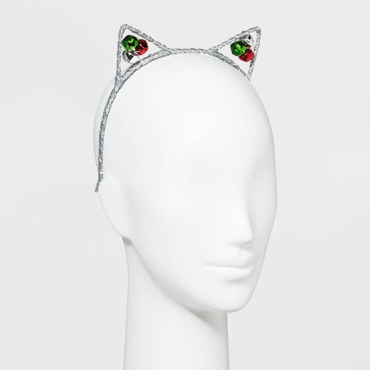 No Brand Satin Wrapped With Side Glitter Christmas Leaf With Bells Headbands - Green,