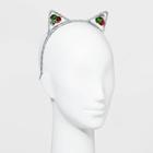 No Brand Satin Wrapped With Side Glitter Christmas Leaf With Bells Headbands - Green,