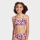 Girls' Spots Ruched Front Bralette Swimsuit Top - Art Class Pink
