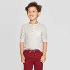 Toddler Boys' Specialty Double Knit Henley Long Sleeve T-shirt - Cat & Jack Gray