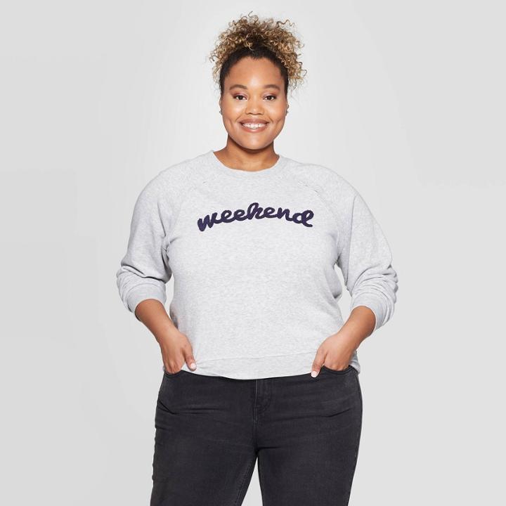 Women's Weekend Plus Size Long Sleeve Sweatshirt - Grayson Threads (juniors') - Athletic Heather 1x, Women's,
