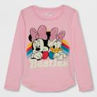 Plus Size Girls' Disney Minnie Mouse Besties Long Sleeve T-shirt - Light Pink