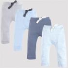 Touched By Nature Baby 4pk Harem Organic Cotton Pull-on Pants - Light Blue/gray 6-9m, Kids Unisex