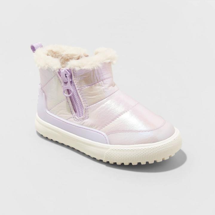 Toddler Double Zipper Slip-on Indiana Winter Boots - Cat & Jack Purple