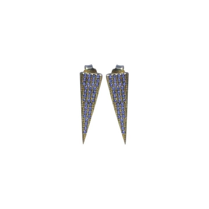 Zirconmania Women's Zirconite Sterling Stud Earrings With Pave Cubic Zirconia Spears - Gold,