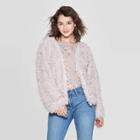 Women's Long Sleeve Feather Yarn Open Faux Fur Jacket - Xhilaration Mauve Xs, Women's, Pink
