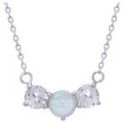 3 Tcw Tiara 3-stone Opal And White Topaz Necklace In Sterling Silver, Women's