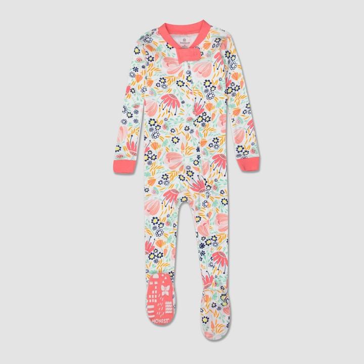 Honest Baby Girls' Flower Power Organic Cotton Footed Pajama