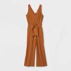Women's Sleeveless Cropped Jumpsuit - A New Day Rust Xl, Women's, Red