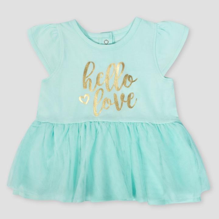 Gerber Baby Girls' Hello Love Dress With Tulle - Green