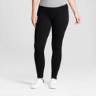 Women's Solid Cotton Blend Twill Seamless Leggings With 5 Waistband - A New Day Black