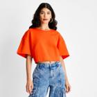 Women's Short Sleeve Boxy Crop T-shirt - Future Collective With Kahlana Barfield Brown Orange Xxs